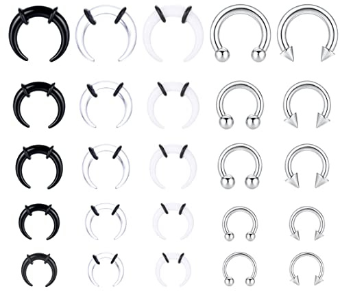 Kakonia 25 st 14G-6G septum piercing akryl och 316L rostfritt stål näspiercing ring inre gänga spike boll cirkulär barbell stretching kit septum öra näsa för kvinnor män tunnel