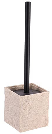 PLUS HOME Escobillade baño con escobillero poliresina Efecto Piedra,escobilla de váter para el Cuarto de baño y Aseo 10x 41 cm Color BEIG.