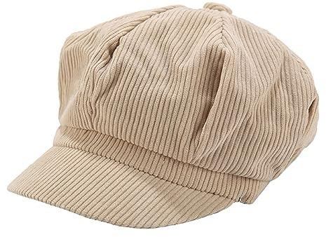 FSSTUD Cappelli da donna in corduroy, 8 pannelli, cappello a visiera vintage, stile strillone, da carrettiere, da pittore, cappello da tour, Beige, 6 7/8/7 1/8