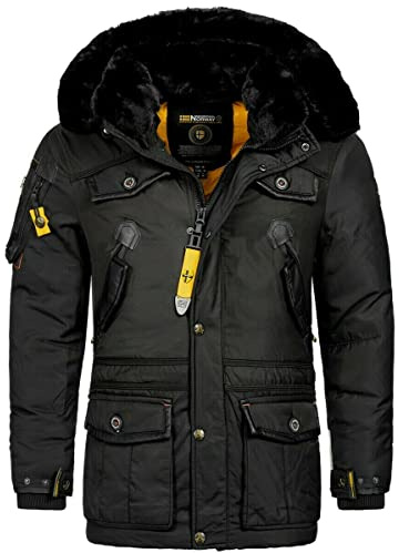 Geographical Norway ACORE Veste d'hiver chaude pour homme - Parka d'extérieur - Luxe SKI - Anorak - Manteau d'hiver - Couleur : noir - Taille : S, Noir , S