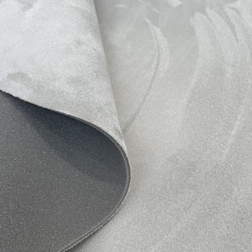Tela de Terciopelo gris clara foamizada tipo Alcántara/Ante con gran elasticidad para tapizar. Grosor: 3,5 mm (3 metros x 145 cm)