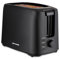 Paul Russells 750W Black 2-Slice Kitchen Toaster, 7 Stage Browning Controls, Defrost, Reheat, LED Indicator, Cord Storage, Removable Crumb Tray