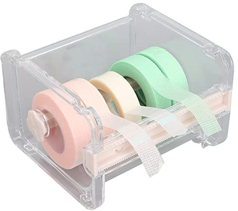 Dispenser per Nastro da Imballaggio Visibile Trasparente Taglierina per Nastro Adesivo Multiplo Porta Nastro per Rotolo Organizzatore Porta Nastro Ufficio Desktop Adesivo Fai Porta Taglierin(Beige)