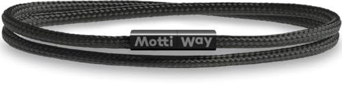 Motti Way Braccialetti Uomo e Donne Magnetico Nautici Nero Corda, Unisex Bracciale Impermeabile Marinaio
