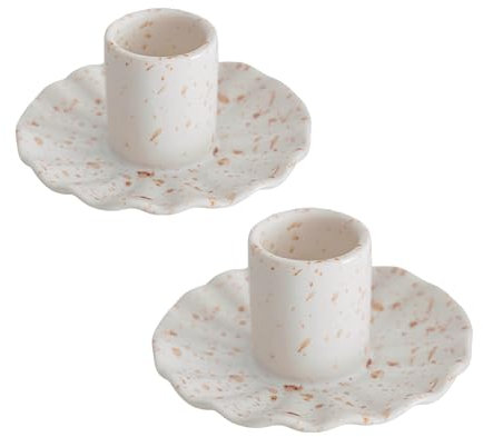 VIRFONOR Kerzenhalter aus Keramik, Vintage-Kerzenhalter für Zuhause, Hochzeit, Party, Dekoration, Esstisch, Einweihungsgeschenk, 2 Stück (rund)