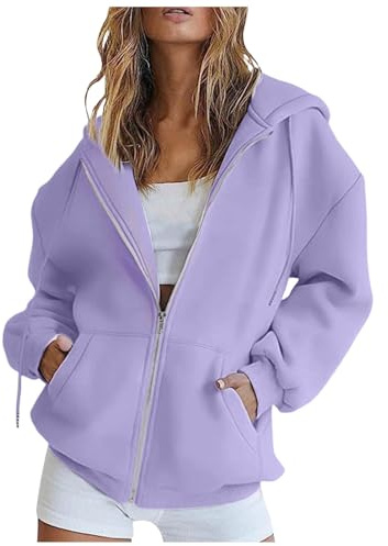 Genérico Mujer Sudadera con Capucha Mujer Color Sólido Ocio Chándal con Cremallera Capucha Sweatshirt Manga Larga Casual Abrigo con Bolsillo Adecuado para Fitness y Deportes al Aire Libre