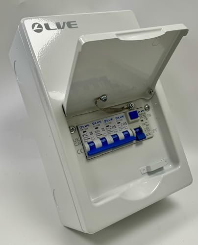 LIVE 4 Way Metal Consumer Unit, 6 Module, 63A 30mA RCD, 1x6A, 1x16A, 2x32A MCBs
