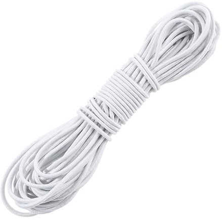 Cordino in gomma bianca, 3 mm x 10 m, rotondo, molto elastico, per tende, zaini, interni, viaggi, feste