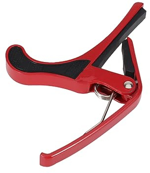 Metall Gitarren Capo in Rot für Mandoline und Gitarre | Leichtes Design, Hält Saiten Sicher Gespannt, Moderne Form, Geeignet für E-gitarre und Akustik