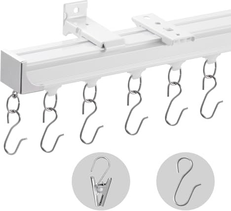 VEVOR Binario per Tende da Soffitto 2,7 Metri, Sistema di Binari Scorrevoli per Tende da Soffitto, Binario per Tende Divisorie per Stanze Soffitto Parete per Soggiorno, Camera da Letto, Bianco