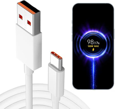 EuAcesry Câble USB Type C 120 W 150CM pour Recharge Rapide de 13T Pro, 12T Pro, 12T, 11TPro,67 W Câble de Charge pour 12 Lite 12 X 11T, Note 11 11S Pro et Autres