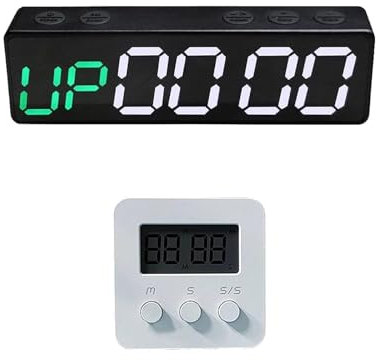 IUBGFTO Minuterie de Gymnastique LED, Horloge numérique LED alimentée par Batterie en Plastique Rechargeable, minuterie de Table à Compte à rebours, 1 pour la Salle de Sport à Domicile et Le Fitness