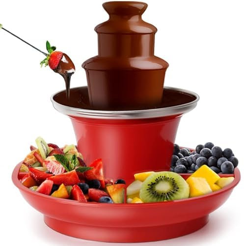 Fuente de chocolate de 3 niveles, mini máquina de fuente de chocolate, fuente de fondue de chocolate eléctrica de acero inoxidable, bandeja para servir para derretir queso, chocolate, queso, dulces