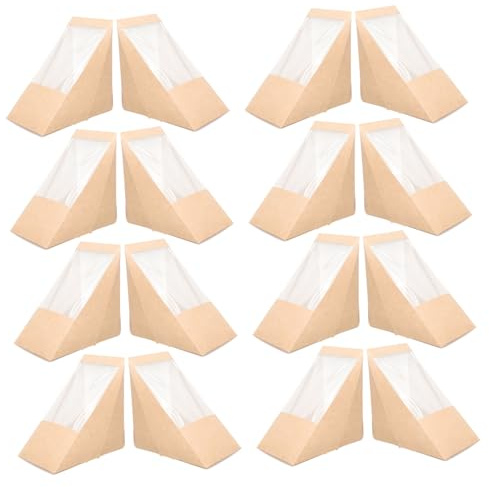 DECOMELODY Lot De 75 Boîtes à Sandwich Triangulaires En Papier Kraft Fenêtre Transparente Boîte D'emballage De Cuisson Légère Et Portable