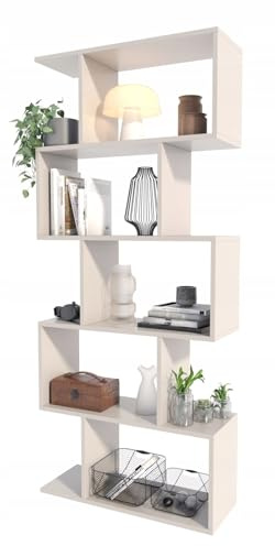 MATKAM BASK Bücheregal aus Holzspanplatten, B/H/T 76,4x176x28cm, Standregal, Würfelregal, freistehend, perfekt als Raumtrenner, in verschiedenen Ausführungen erhältlich (Kaschmir)