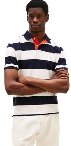 Tommy Hilfiger Herren Short Sleeve Casual Polo Shirts in Regular Fit with Rugby Stripe Designs Kurzärmeliges, lässiges Poloshirt in normaler Passform mit Rugby-Streifen-Designs