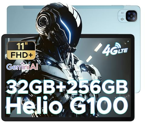 Tab E3 Tablet 11 Zoll, Helio G100 Octa Core 32GB RAM+256GB ROM 2TB, 90Hz FHD+ Gemini AI Tablets, Android 15 Tablet mit SIM Card Slot, Dual 4G SIM+5G WiFi, 8000mAh, 3,5mm Audio/GPS/Face ID/OTG