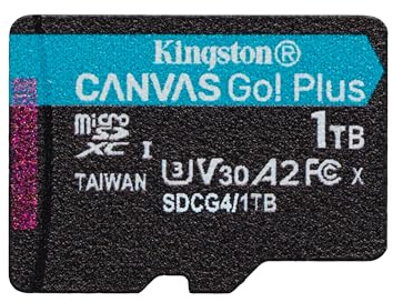 Kingston Canvas Go Plus microSDXC minneskort Gen4 200 MB/s A2 U3 V30 1 TB enpack utan ADP-kort endast-SDCG4/1TBSP