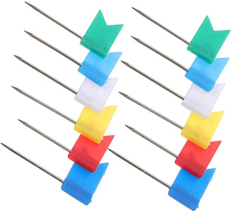 SOPOTUTU Karten Reißzwecken 100 Stück Flache Metall Flaggen Pins Für Korkplatten Pinnwand Markierung Für Reise Und Landkarten
