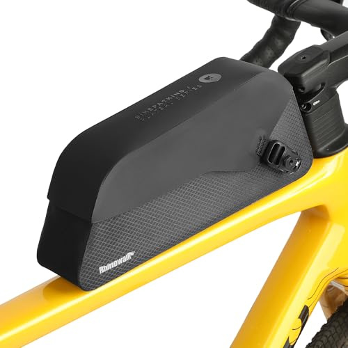 abamita Fahrrad Oberrohrtasche Wasserdicht 1,3L Fahrrad Rahmentasche mit Magnetverschluss und Schraub- oder Gurtbefestigung für MTB Rennrad Gravel Bike für Pendeln und Outdoor
