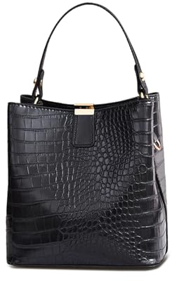 NICOLE & DORIS Kleine Handtasche Damen Elegant Umhängetasche Kroko Henkeltasche Eimertasche PU Leder Mini Schultertaschen Mode Beuteltasche Handytasche