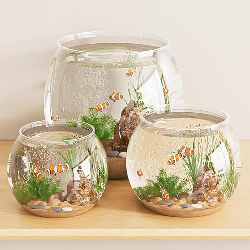 3pcs Plastic DIY Fish Bowls - 640oz/135oz Round Clear Fish Tanks 5 Gallon Aquarium, Hydroponic Planter, and Multi-Use Container for Flower Vase, Carnival Prizes, Party Centerpieces, and Home Decor
