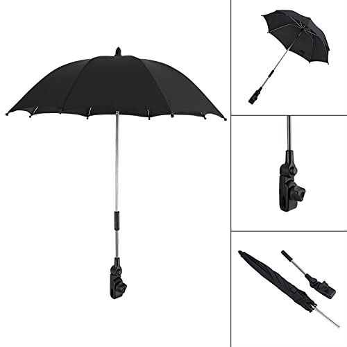 Fafeicy Justerbart Paraply, Universal Fit Barnvagn Rullstol Parasoll med Enkel Installation, regn- och Solskydd, Flexibel Arm för Perfekt Positionering