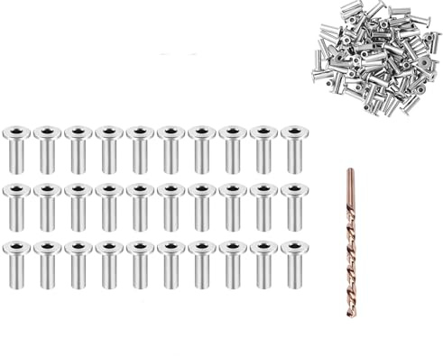 30 Stück Edelstahl Schutzhülsen T316 V4A für 1/8 Zoll (3mm) Drahtseil - Inkl. 2 Bohrer - Kabelgeländer Hülsen für Holzpfosten - Verschleißschutz für Deck, Zaun & Balustrade