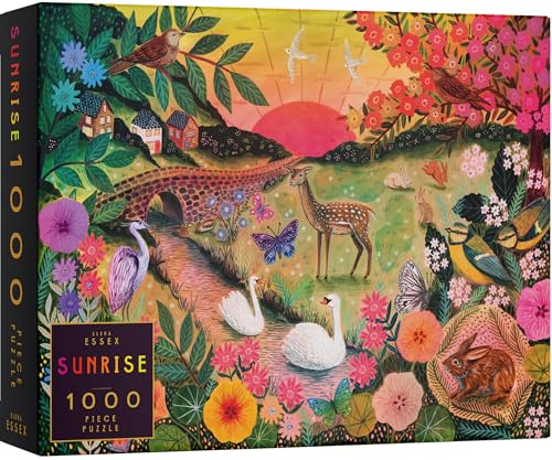 Elena Essex Jigsaw Puzzles 1000 Teile - Sonnenaufgang, Frühling Sommer Puzzle, Landschaft Natur Blume Baum Landschaftspuzzle, Größe 70 x 50 cm
