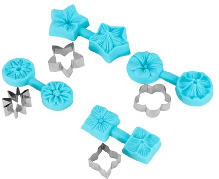 Dioche Blossom Sugar Art Four Flower-Shaped Silicone Chocolate Molds with A Cutter. A Kitchen Essential, Safe, Durable, and Easy to Suitable for Birthdays, Baby Showers, and