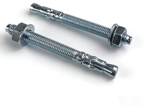 CHALVIOR 60 Pcs Pernos de Anclaje M10 x 100 mmAnclaje de Pernos de Expansión, Anclaje de Fijación, Taco Beton Galvanizados, Tornillos de Expansión para Paredes de Hormigon Industria Barandillas