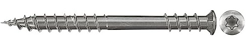 fischer PowerFast Terrassenschraube 5,5 x 40, Senkkopf, nicht rostender Stahl A2, Innenstern Torx-Antrieb, zum Verschrauben von Terrassenbeplankungen auf Holz-Unterkonstruktionen, 200 Stk