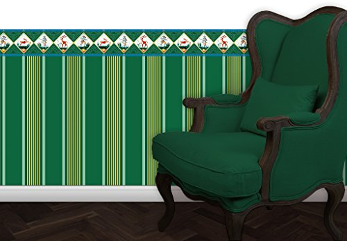 Klassische grün gelbe Block Streifentapete passt zur Tapetenborte Halali - Vlies Tapete Streifen - Klassische GMM Wandtapete für edle Wohnakzente (Höhe 2,6m Breite 46,5cm)