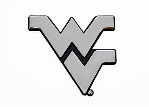 AMG Auto Emblems WVU Mountaineers Metal Auto Emblem - Chrome, Silver - Universal Fit - Car Compatible