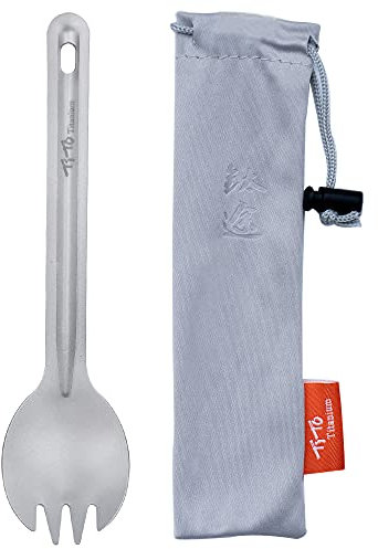 TiTo New Ultralight titanium spork and spoon for outdoor camping only 17g (Spork)