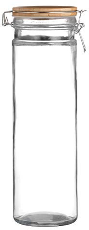Urban Living Bambou & Co Straight Glass Jar with Bamboo Lid and Clip 1900 ml