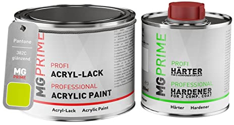 Pantone 382C Green Peinture acrylique brillante Pot de 0,75 litre / 750 ml, y compris le durcisseur