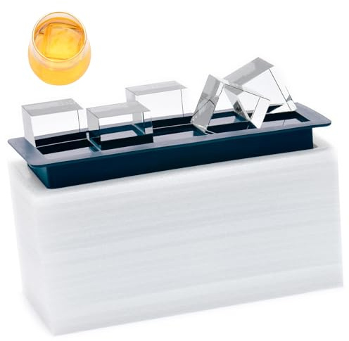 Clear Ice Cube Maker Silicone - Crystal Clear 2 Inch Ice Cube Tray,10 Large Ice Cubes Mold for Whiskey and Cocktail