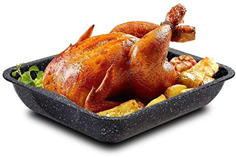 NAVA Backblech | 39.5x33.5x7 cm, 6.5 L | Tief Backblech mit Granitbeschichtung | Zum Backen von Fleisch Kuchen