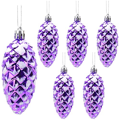 Christmas Concepts® 6er-Pack – 90 mm glänzende und glitzernde Tannenzapfen-Kugeln – Christbaumschmuck