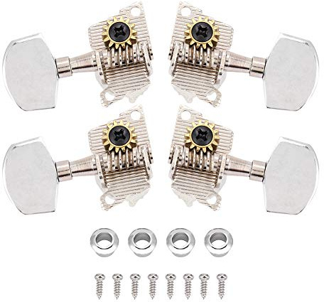 Chevilles de Ukulélé 2L2R Argent Style Classique Chevilles de Réglage de Ukulélé Têtes de Machine Engrenages en Alliage de Cuivre Pièces de Ukulélé Bricolage