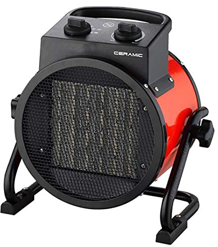 Calefactor de cerámica Profesional 3000W, Temperatura Ajustable, Inclinación Regulable, Calefactor Rojo