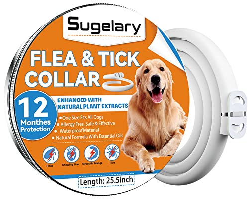 Collier antiparasitaire pour Chiens, Collier Anti-Puces et Anti-Tiques pour Chiens Réglable, 12 Mois de Protection Renforcée aux Huiles Essentielles Naturelles, Collier Anti-puces Imperméable(1PCS)