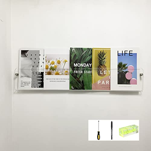 EAYOYAE 37.4 Magazine Holder,Acrylic Magazine Rack Wall Mounted,Clear Brochure Holder…