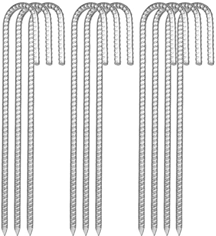 LOLYSIC 10 Stück 32cm Bodenanker Trampolin,Zeltnagel mit Meißelspitze am Ende,ideal für die Sicherung von Zaun, Zelten, Vordächern, Schuppen, Trampolin, Schaukel-Sets