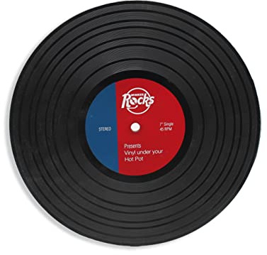 Winkee Rocks - Vinyl Topfuntersetzer | Der praktische Untersetzer rund in Schallplattenform | Silikonuntersetzter Ø 15 cm | Pfannenschutz Silikon | Unterlage für Töpfe | Geschenk zur Hochzeit