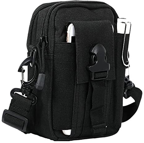 GAOHUI GüRteltasche Herren mit Verstellbarem Schultergurt, Handy GüRteltasche, Taktische Tasche Bauchtasche für Camping, Wandern, Radfahren, Sport (Schwarz)
