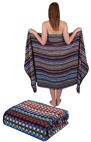 Betz 2 stycken badhanddukar XXL duschhanddukar bastuhandduk badhandduk 100 % bomull duschhandduk rutig färgglad storlek 100 x 200 cm