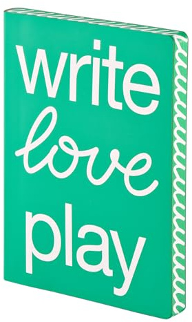 Nuuna Notizbuch A5+ | Graphic L - Write Love Play | 3,5 mm Punktraster | 256 nummerierte Seiten | 120 g Premium-Papier | Leder grün | nachhaltig produziert in Deutschland