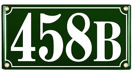 Hausnummer Hausnummernschild Emaille 15x30 cm, Emailschild, Hausschild, Individuell anpassbare Hausnummer, Vorbohrungen, Wetterfest, Türschild, Wunschtext, Keramik Emaille (Grün (dunkel))